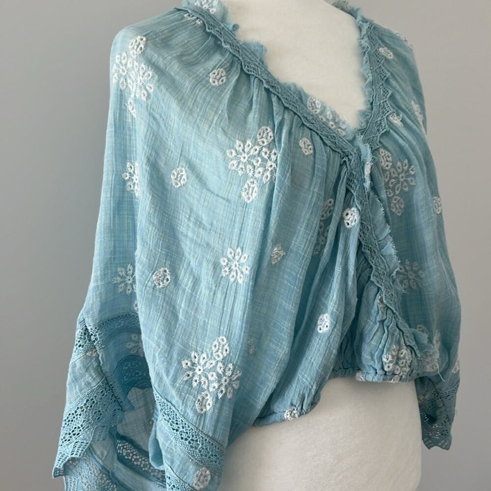 Free People Blue Floral Top - Picture 4 of 8